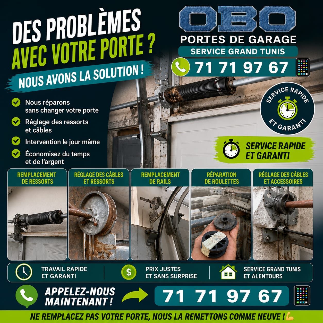 OBO – dépannage portes de garage, service Grand Tunis